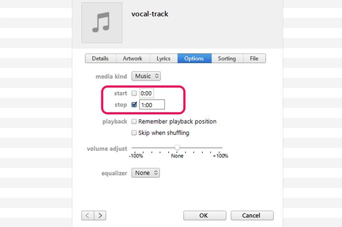 how to cut music on itunes- set start and stop time 