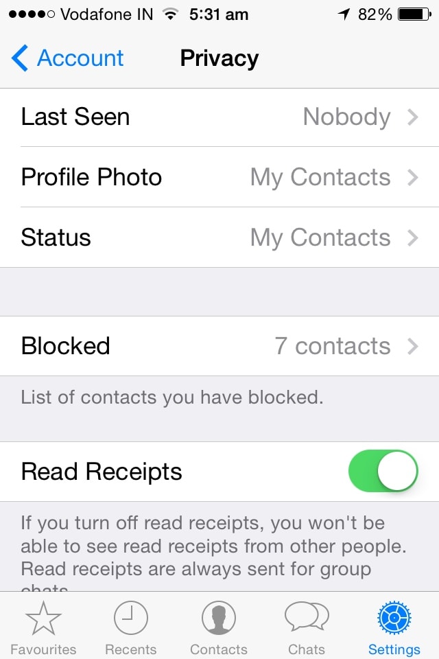 Hide Whatsapp Ticks on iPhone