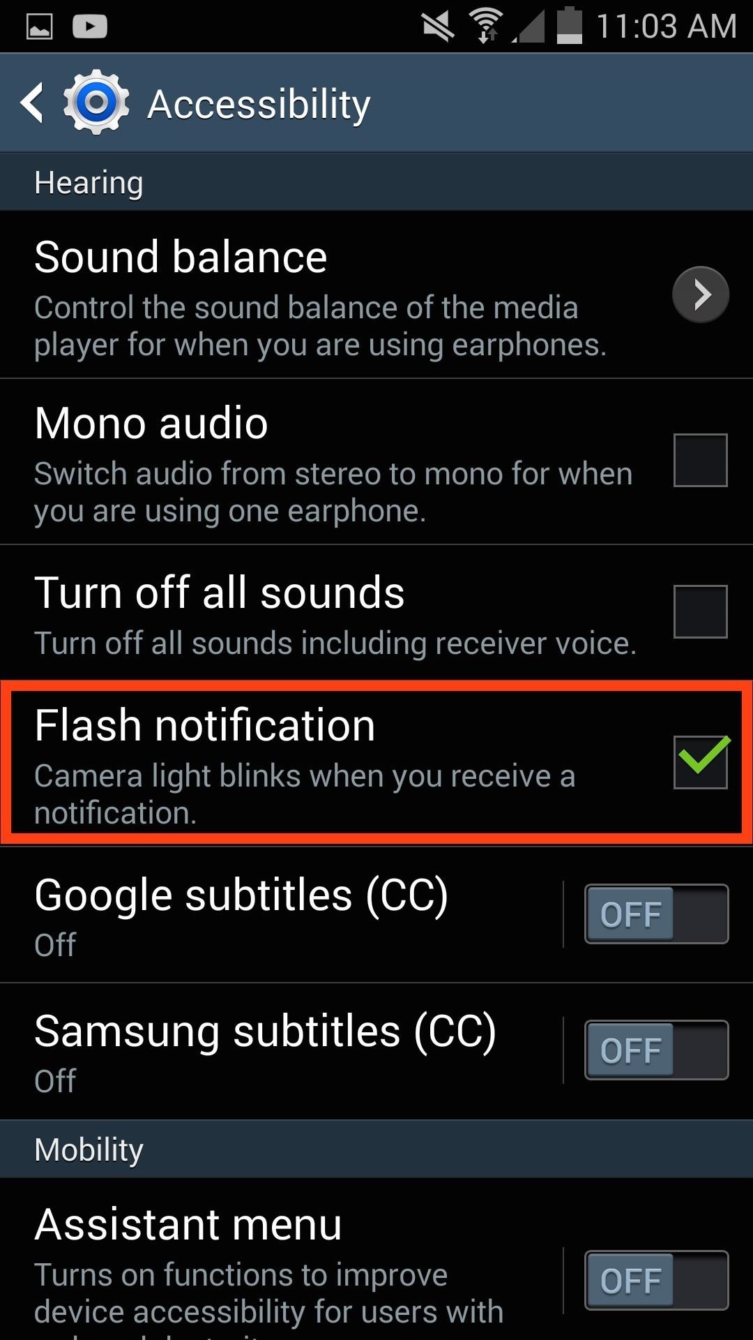 Enable LED Flash Alerts for Calls & Notifications on Galaxy Devices