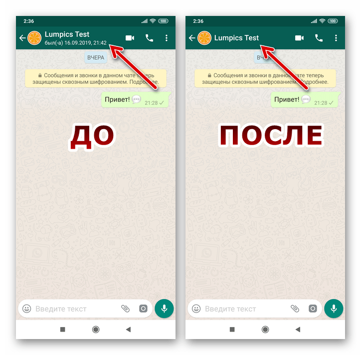 WhatsApp для Android Эффект деактивации отображения онлайн-статуса Был(а)