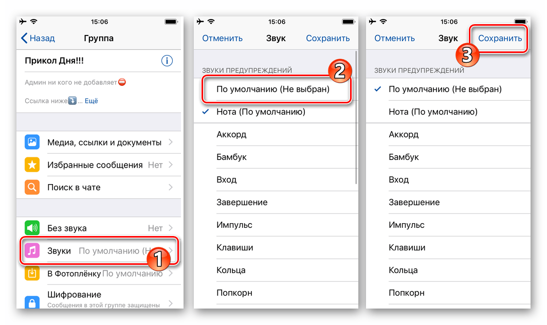 WhatsApp для iPhone - отключение звуковых уведомлений из отдельного группового чата