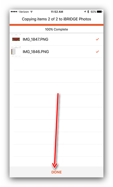 Закончить перенос фото в Leef IBridge для перемещения фото с флешки на телефон