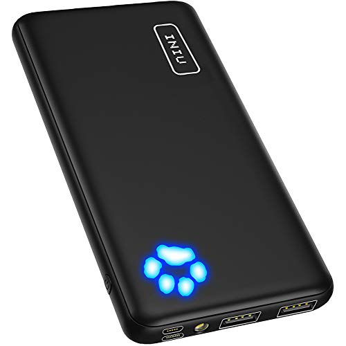 INIU Power Bank, Ultra-Slim Dual 3A High-Speed Portable Charger, 10000mAh USB C Input & Flashlight...