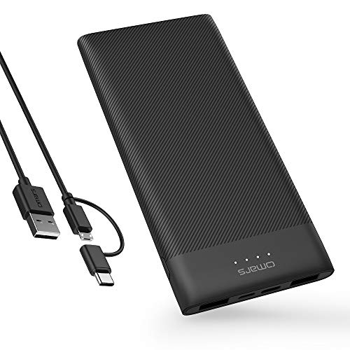 Omars Power Bank 10000mAh USB C Battery Pack Slimline Portable Charger with Dual USB Output...
