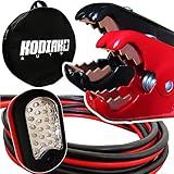 Kodiak Heavy Duty 1 Gauge x 25 Ft Jumper Cables with Bag [Bonus Magnetic LED Flashlight] - Boost from Behind Another