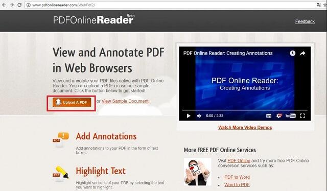 Как открыть PDF с помощью онлайн-сервиса PDF Online Reader