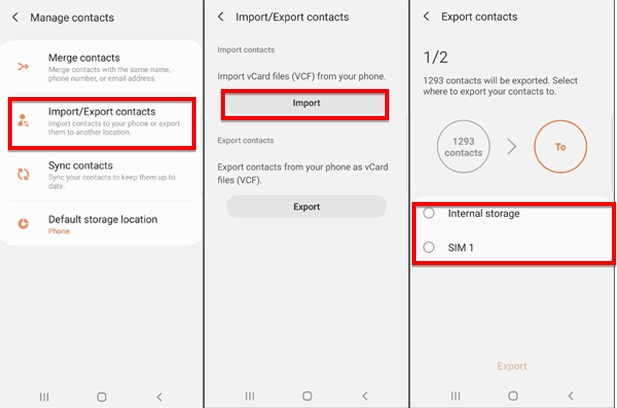 android contacts transfer without sim