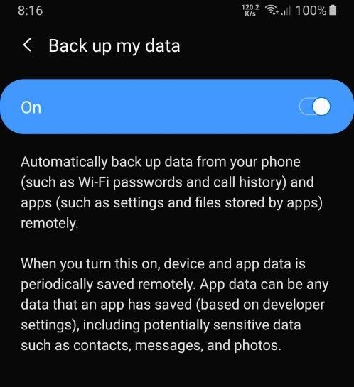 Back up data to Google Account