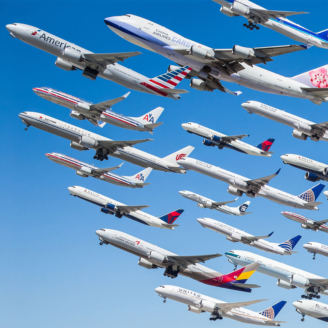 Eight hours of aircraft movement at LAX International Airport.