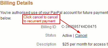 Cancel Paypal Billing Agreement