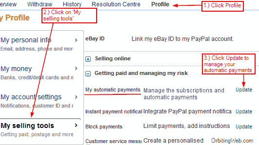Paypal - My Selling Tools Page