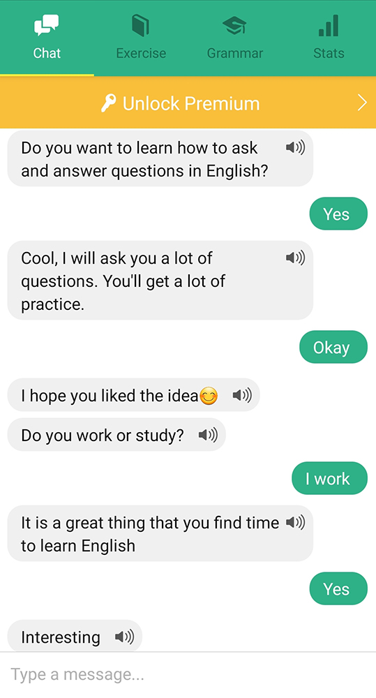 screenshot of conversation with the Andy chatbot