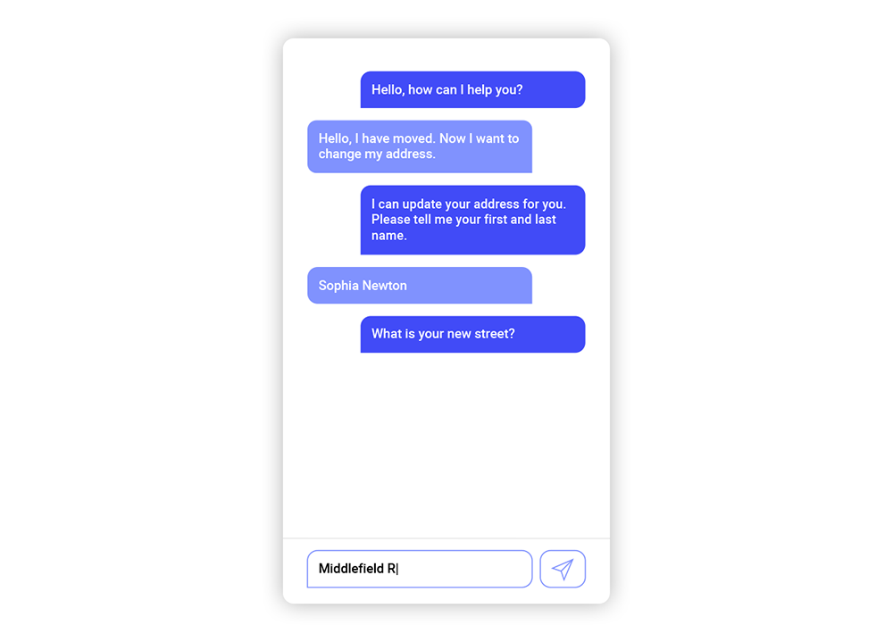 image of chatbot helping customer change their filed address