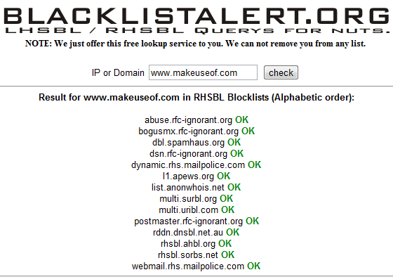 blacklisted websites