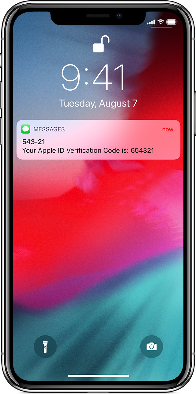 iPhone showing Apple ID verification code sent via Messages