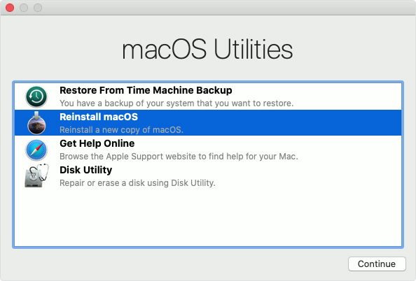 macOS Utilities window