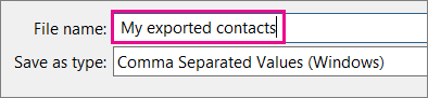 Type a name for your contacts file