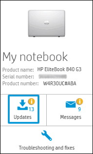 Click Updates in the My notebook pane