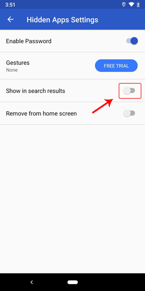 disable tinder app to be visible in app search results