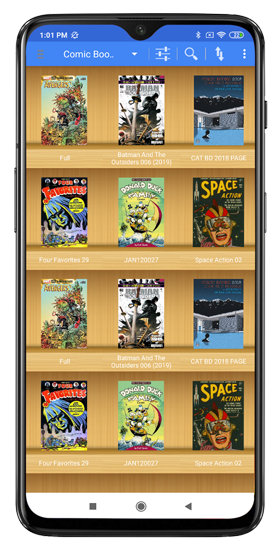 local comic books on the bookshelf in comic cat - comic book reader app