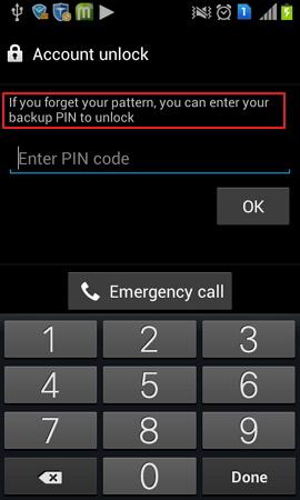 unlock android pattern with backup pin