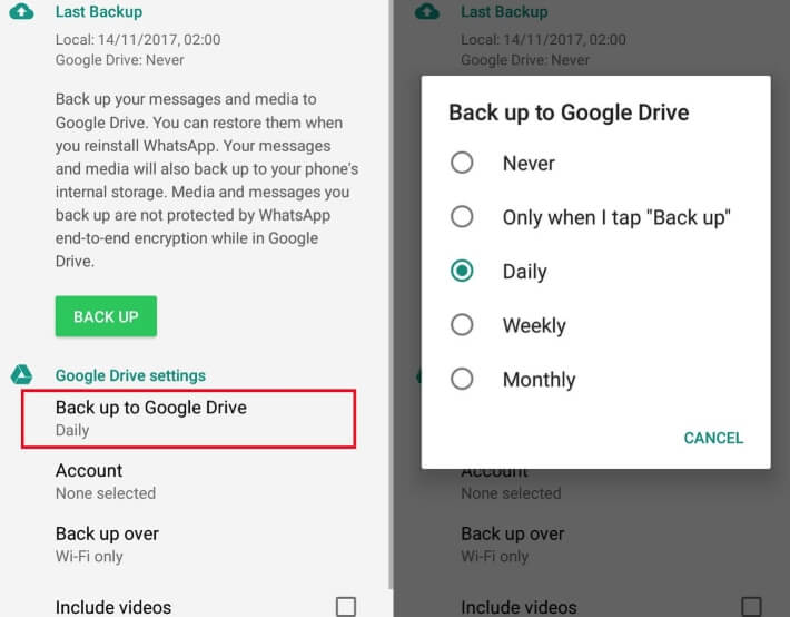 how to backup whatsapp contacts to google