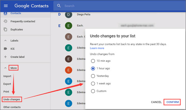 restore android contacts from gmail