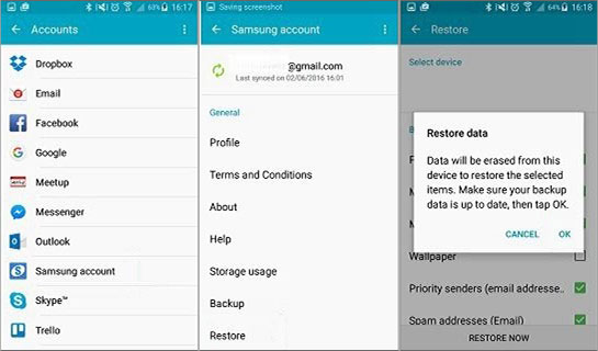 steps to restore contacts from samsung account