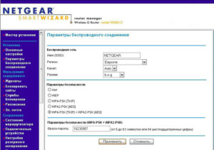  Установка параметров роутера Netgear