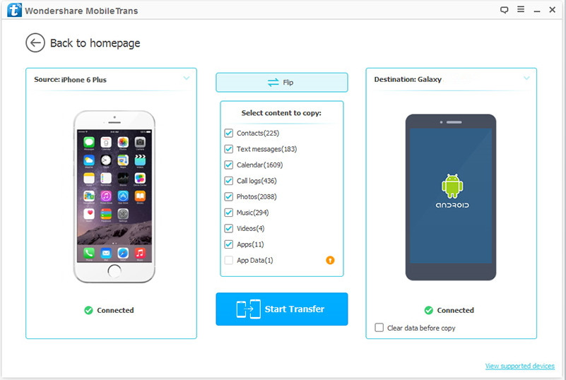 Transfer Content from iPhone to Samsung Galaxy S8