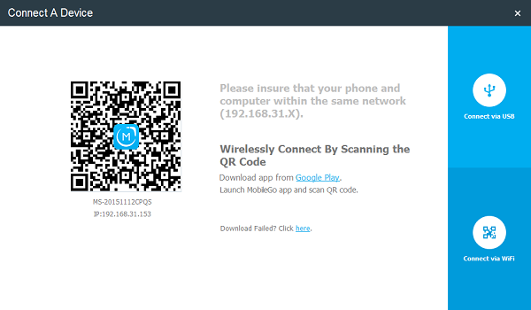 connect android by qr code