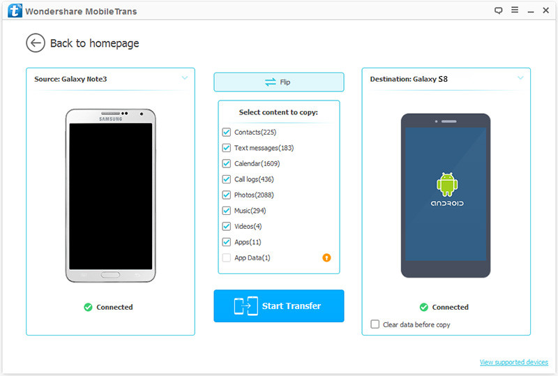 select files transfer to samsung s8