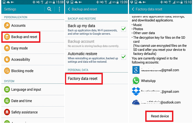 Format Android Device with Factory Reset
