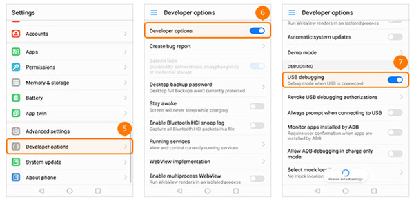 Enable USB Debug Mode HUAWEI