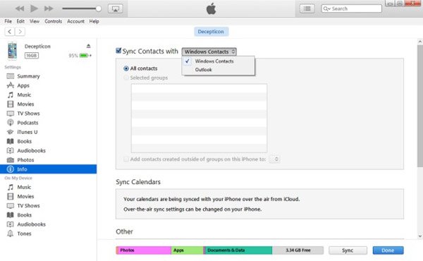 Transfer Contacts iTunes