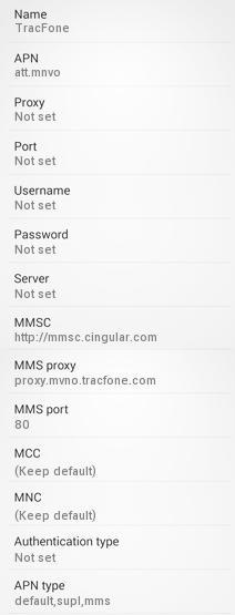 TracFone Internet and MMS Settings for Android Galaxy S5 Nexus: