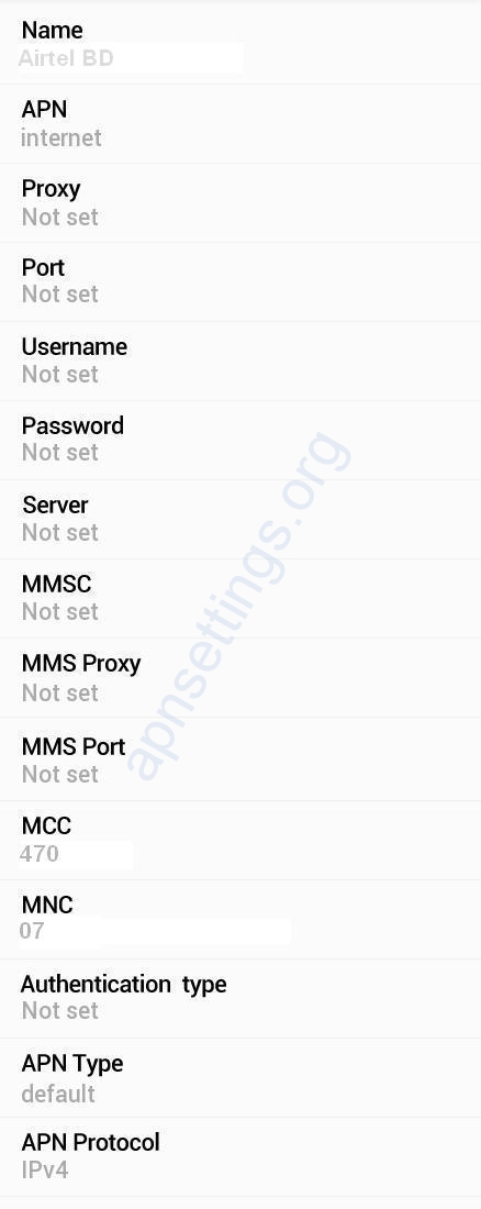 Airtel BD 3G Internet Settings for Android