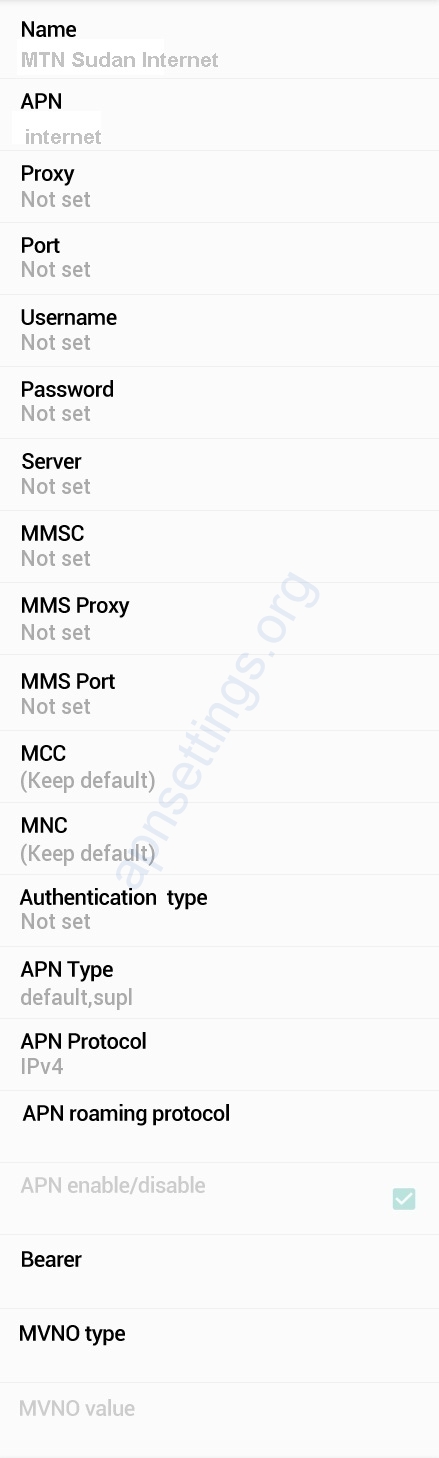 MTN Sudan Internet Settings for Android iPhone