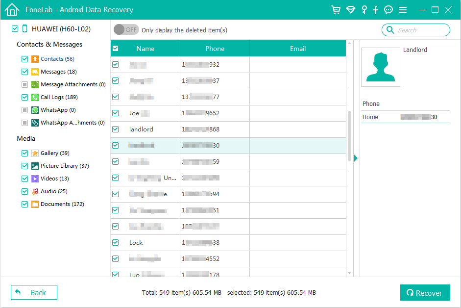 recover contacts in Samsung memory