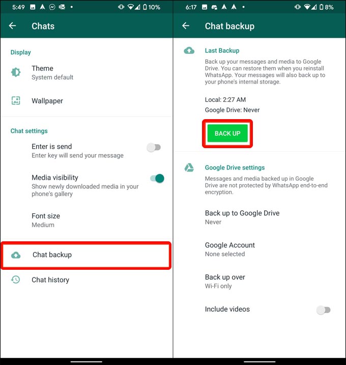 Copy Android WhatsApp data onto computer