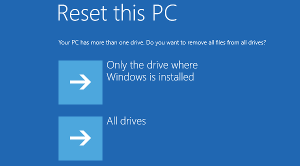select the drive to reset