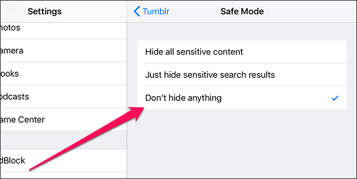 Turn Off safe mode tumblr