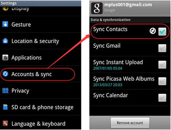 sync contacts to android