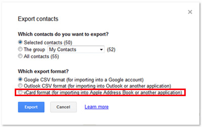 export android contacts to vcf