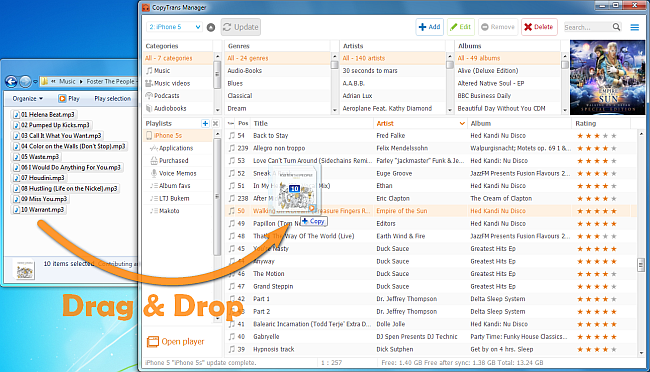 add music to ipod via drag-drop without itunes
