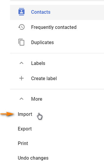 Select Import to Import your contacts to Gmail