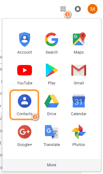 Log in to Google and navigate to your Google contacts
