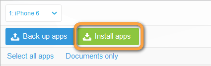 button to install apps in copytrans