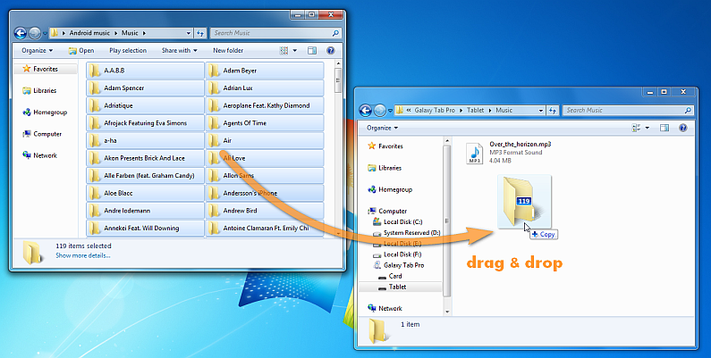 drag-drop files between two windows explorer windows