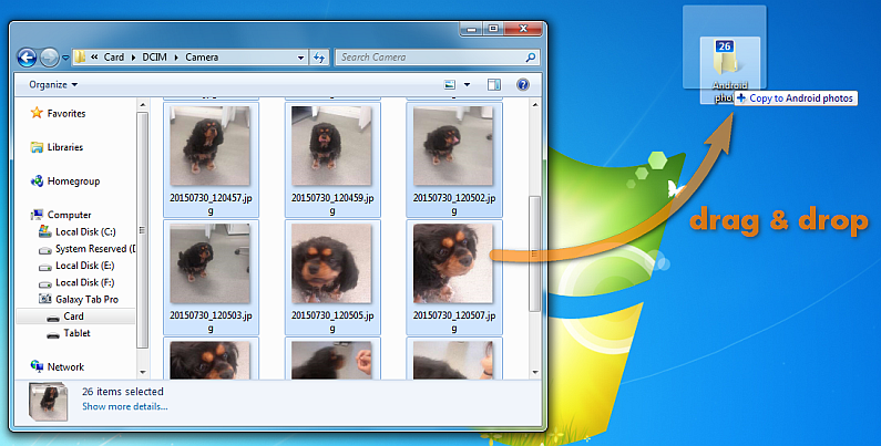 drag drop photos from android to pc desktop
